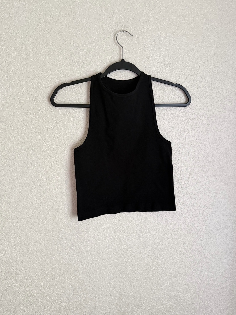 Intimately FP Free People Mini Ribbed Cropped Racerback Nylon Tank XS/S Black - Picture 2 of 7